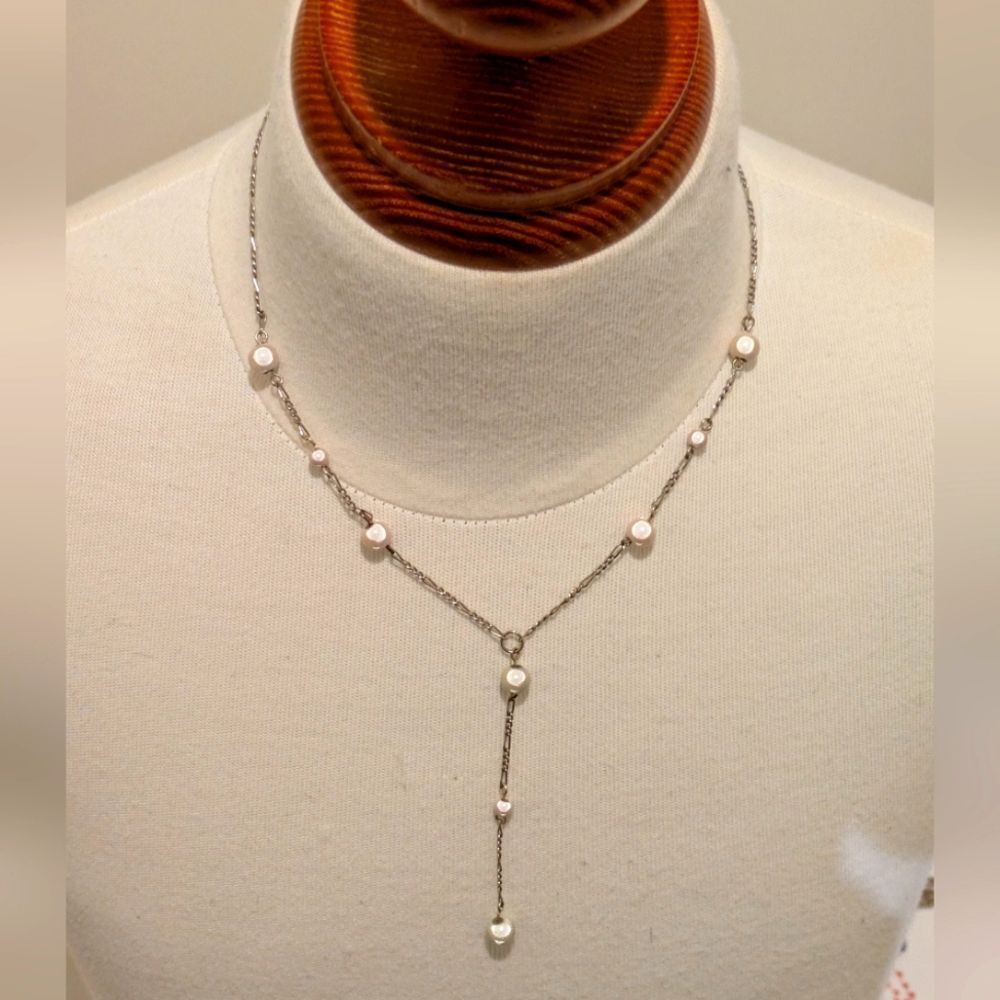 3/$30 Vintage Illusion Bead Lariat Necklace with Barrel Clasp